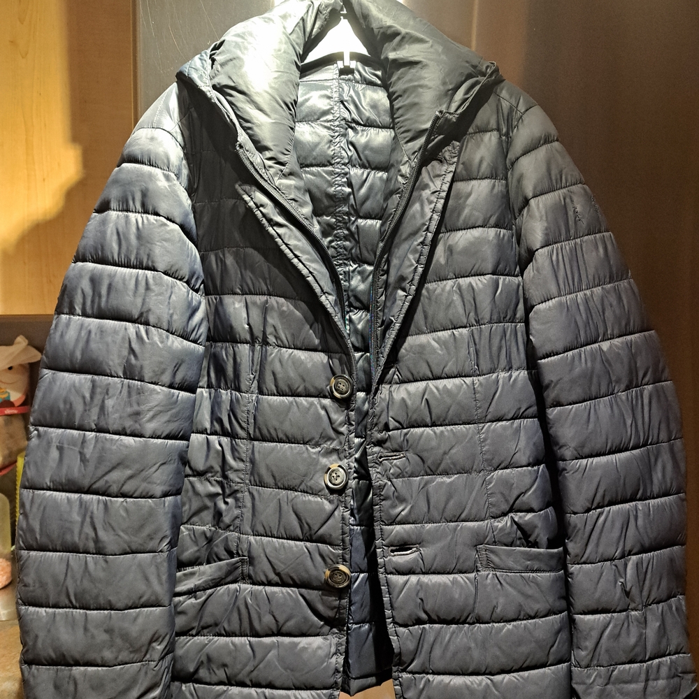 Armani Jeans Black Puffer Jacket with Red Accents